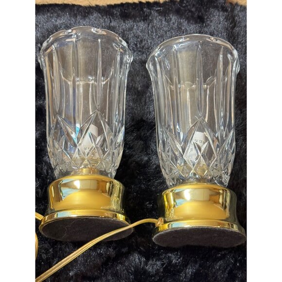 Pair Of Elegant Pressed Crystal & Brass  Regency Style Table Lamps Tested - Picture 2 of 9